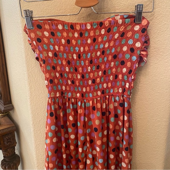 AMERICAN RAG Polka Dot Strapless Tie Front Wide Leg Baggy Jumpsuit Size Small - Picture 5 of 7